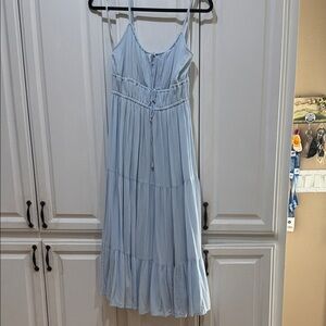 Beautiful Light Blue Sleeveless Maxi Dress very light  with an inner lining